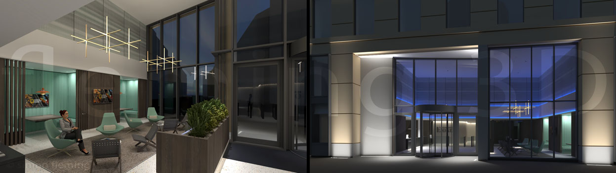 Lighting visuals for Edinburgh One redevelopment.