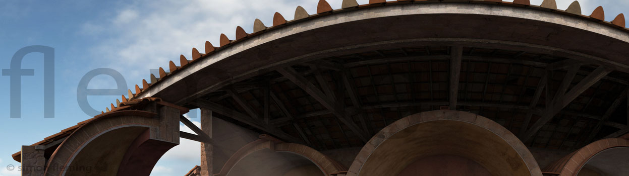 3D render of a Roman bathhouse.