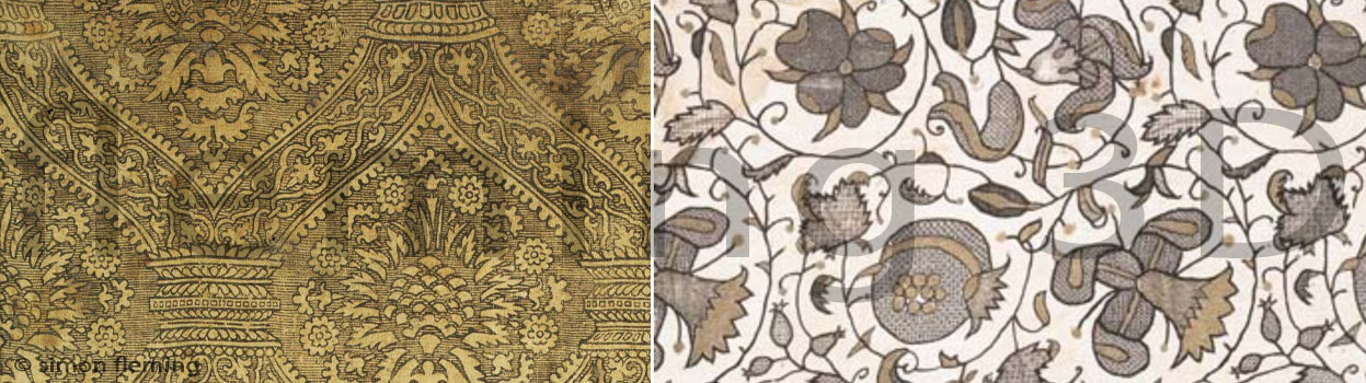 Provan Hall damask, armorials and printed fustian.