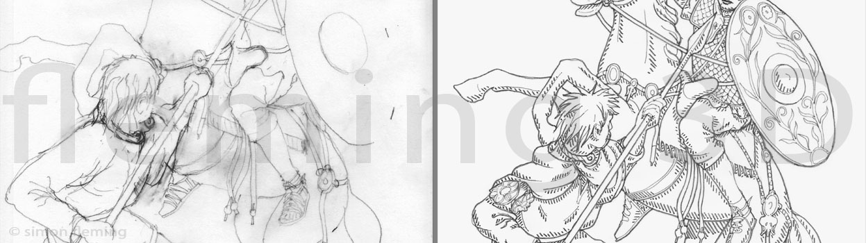Drawings of auxiliary cavalry sculpture