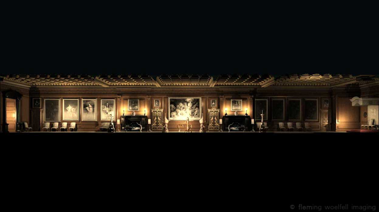 Hamilton Palace Long Gallery by night